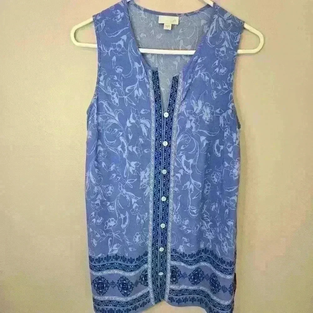 J. Jill Top Blouse Sleeveless Tunic Style Periwinkle Blue Size XS